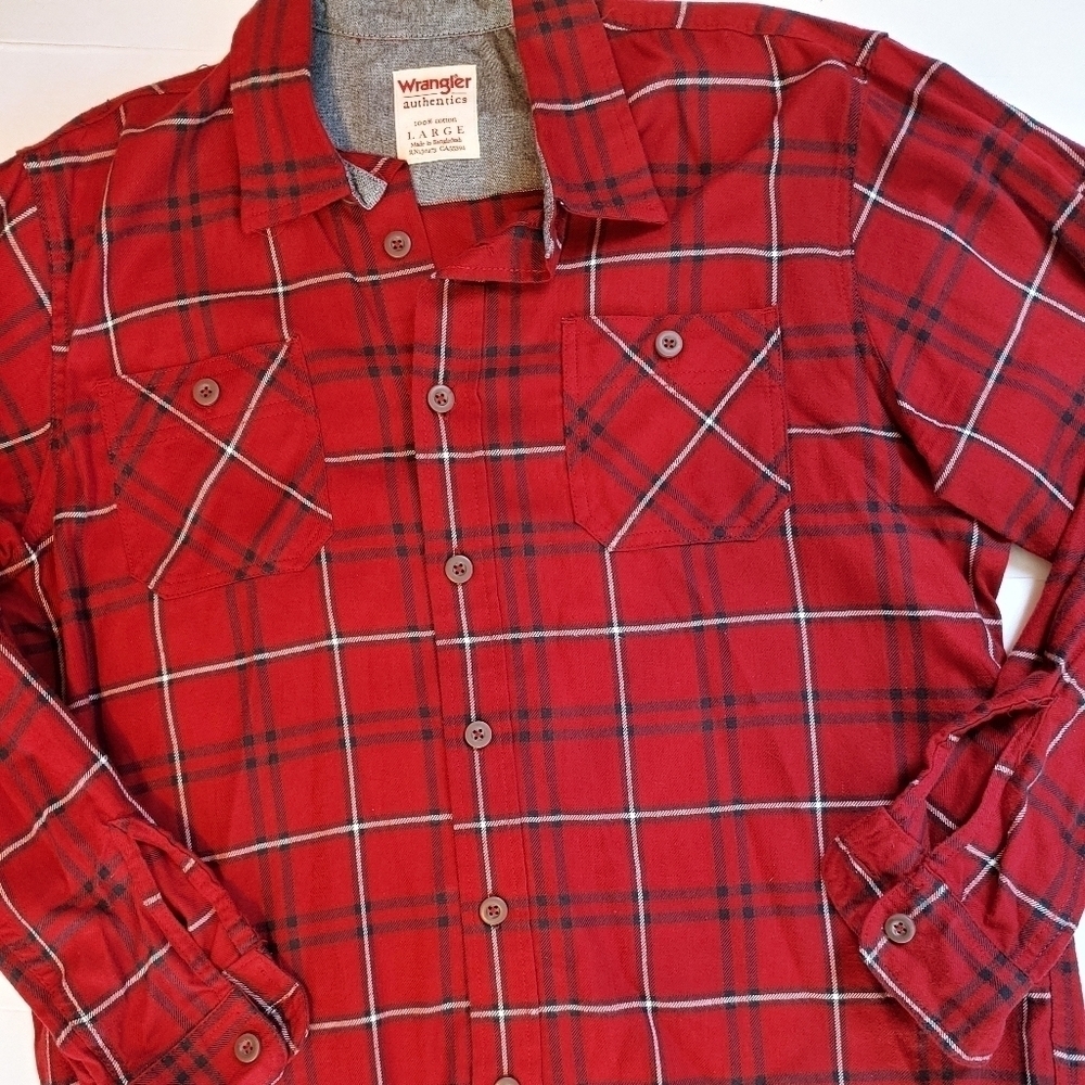 Wrangler Plaid Flannel Button Shirt L
